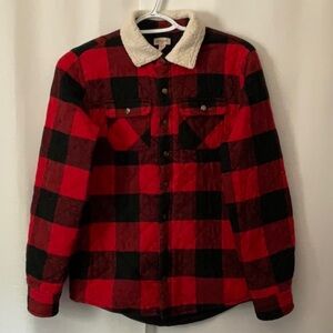 Cat & Jack Red and Black Checkered Jacket with Sherpa Collar Size L 12/14
